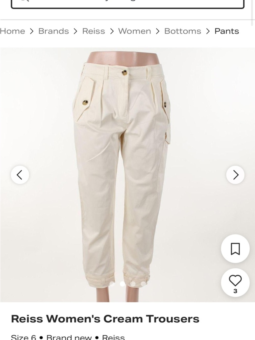 Reiss Cream Ankle Trousers